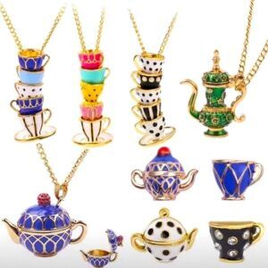COPY - Teapot Gold Pendant Handmade Necklaces and Earrings Teatime Teacups Sets…